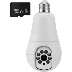 Wireless Light Socket Bulb WiFi Security Camera 360 Degree 64GB